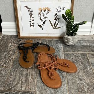 Brown and Black Sandal Set